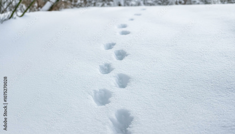 Small footprints left in the snow Small footprints left in the snow