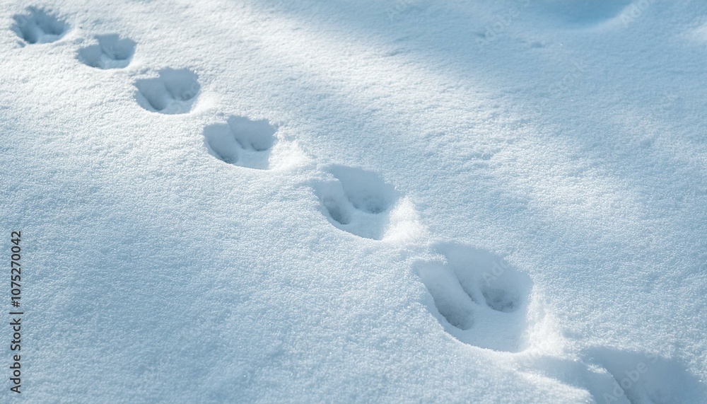 Small footprints left in the snow Small footprints left in the snow