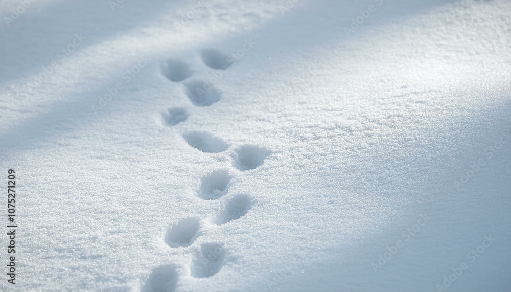 Small footprints left in the snow Small footprints left in the snow