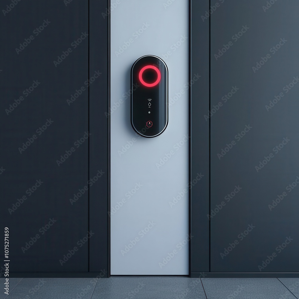 Closeup of a smart security door with integrated facial recognition, providing seamless and secure entry Closeup of a smart security door with integrated facial recognition, providing seamless and secure entry