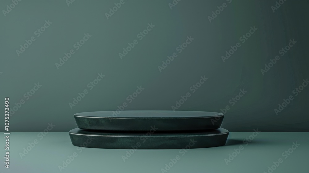 Dark Elegance: Product Display on Stacked Stone Pedestals Dark Elegance: Product Display on Stacked Stone Pedestals