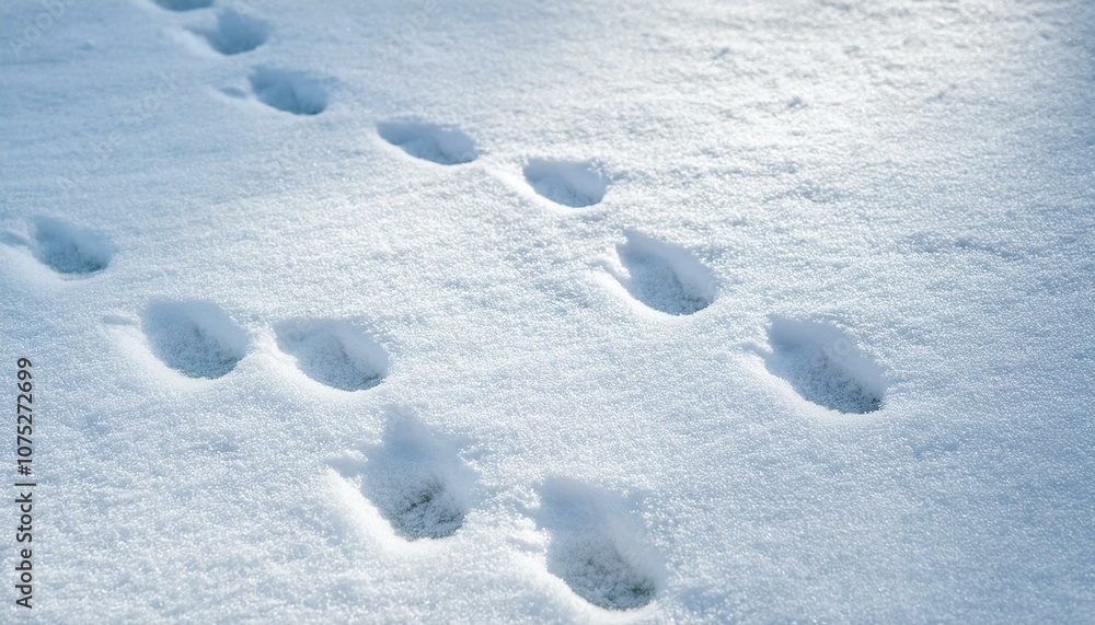 Small footprints left in the snow Small footprints left in the snow