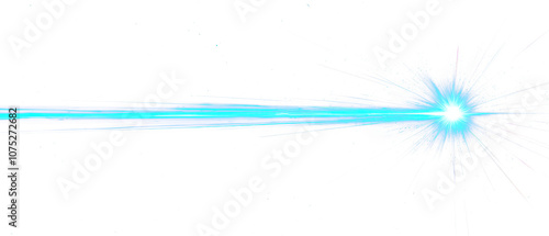 Stylized blue laser beam with glowing light effect isolate on transparent background, png, cutout