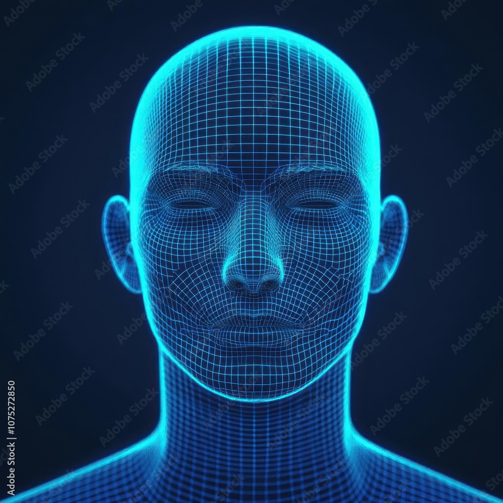 Facial recognition software interface on a screen, verifying a person s identity for secure access Facial recognition software interface on a screen, verifying a person s identity for secure access