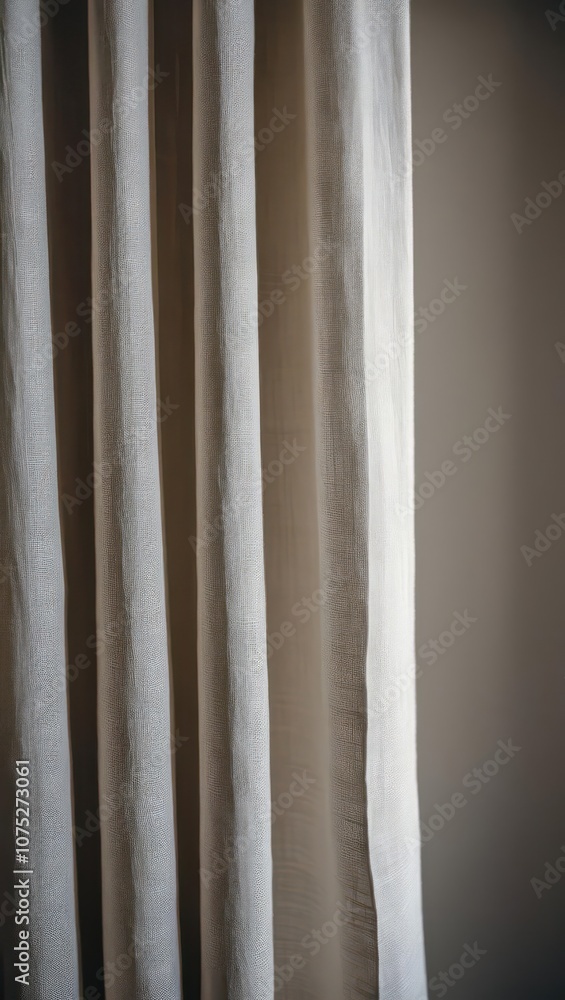 Obraz premium Soft Light Filtering Through Sheer Curtains in a Minimalist Room at Dawn