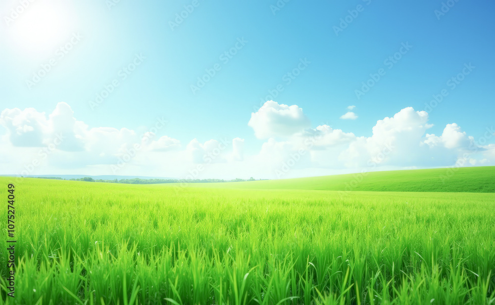 green grass blue sky with clouds green grass blue sky with clouds