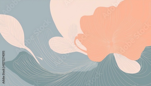 Abstract art featuring soft pastel colors and delicate line work, evoking a sense of tranquility and serenity.