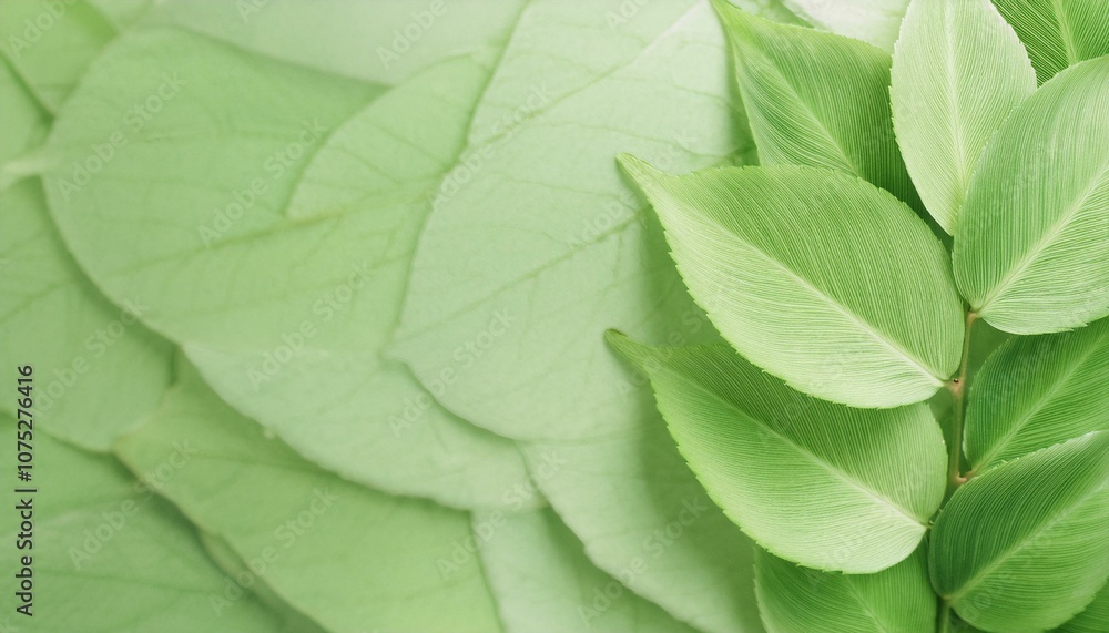 Naklejka premium Close-up of lush green leaves, a natural background for your design projects.