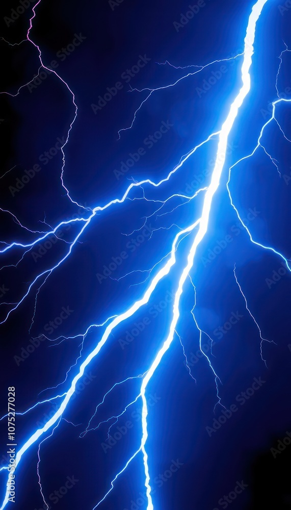 Bright Blue Lightning Strikes Illuminate the Night Sky During a Thunderstorm Bright Blue Lightning Strikes Illuminate the Night Sky During a Thunderstorm