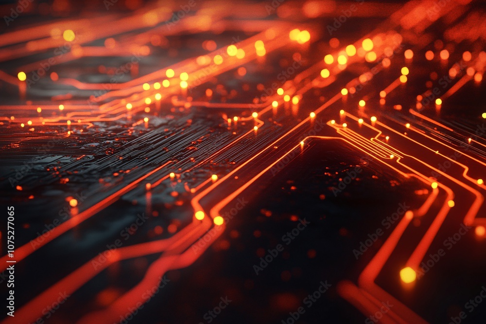 Abstract Glowing Circuit Board: A Digital Network Design Abstract Glowing Circuit Board: A Digital Network Design