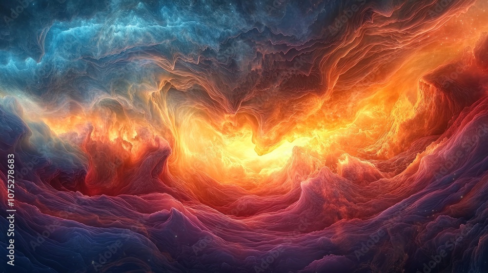 Fototapeta premium The gaseous clouds swirled in the atmosphere, creating a colorful display during the sunset