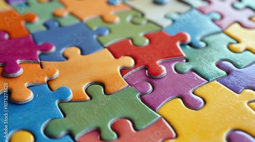 A colorful assortment of interlocking puzzle pieces scattered on a surface.