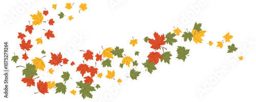 Nature floating maple leaves flying decoration autumn season illustration