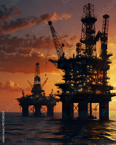 oil rig in the sunset