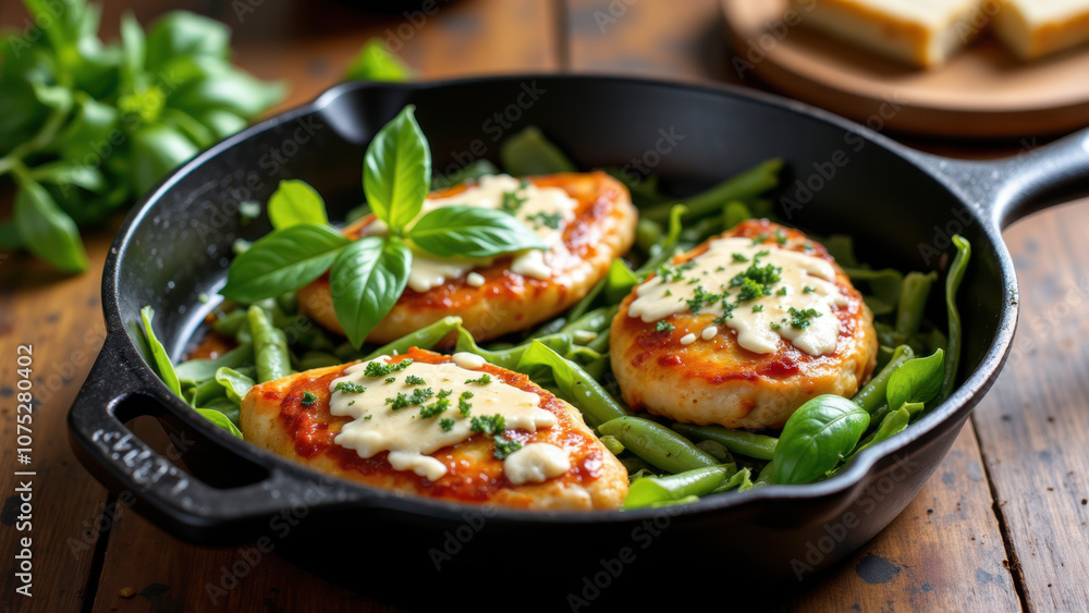 Marry Me Chicken - a delicious dish with breaded chicken breasts cooked to perfection in a skillet, topped with melted cheese and fresh basil leaves. Marry Me Chicken - a delicious dish with breaded chicken breasts cooked to perfection in a skillet, topped with melted cheese and fresh basil leaves.