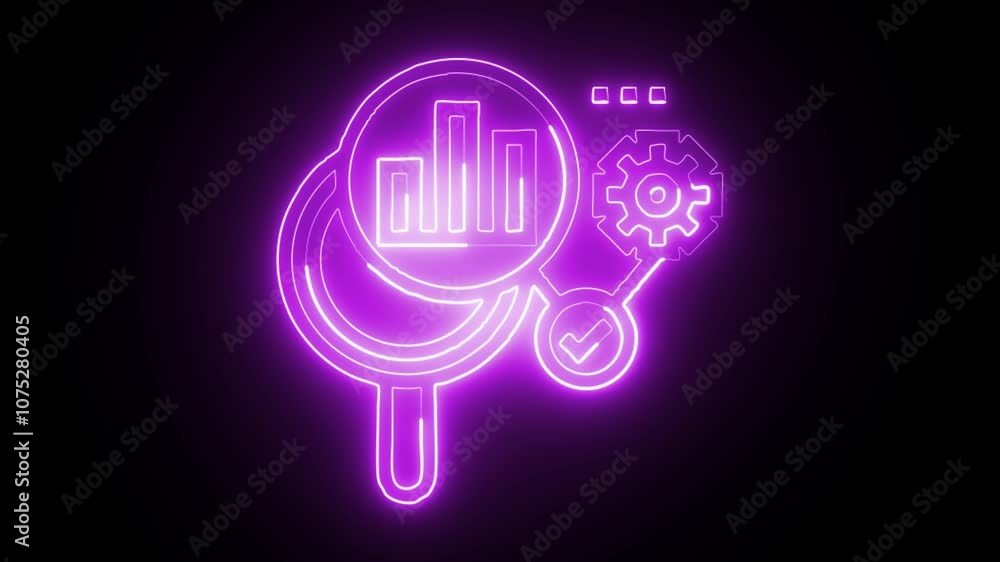 glowing neon analytics icon isolated on black background. HD video motion graphic animation glowing neon analytics icon isolated on black background. HD video motion graphic animation