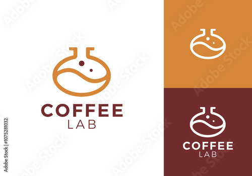 bean coffee with lab logo. nature drink, restaurant, cafe symbol vector design