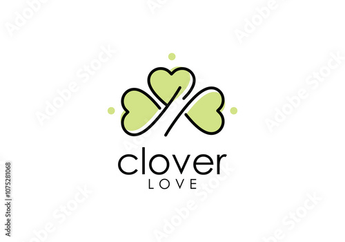 love with clover logo. health nature line art style symbol design template photo