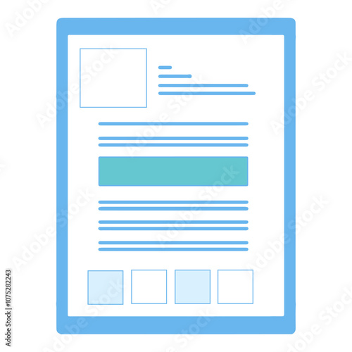 Simple digital document layout featuring headers, text sections, and placeholder elements