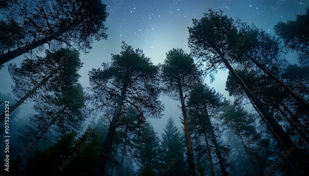 Conjunto de arboles, mirando a una noche oscura de luna llena Conjunto de arboles, mirando a una noche oscura de luna llena