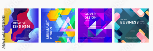 Colorful Gradient Geometric Shapes Background. Ideal for Post, Background, Banner, Ad, Promo, Invitation, Etc