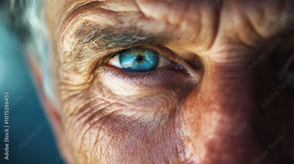 Close-up of a man's intense blue eye Close-up of a man's intense blue eye