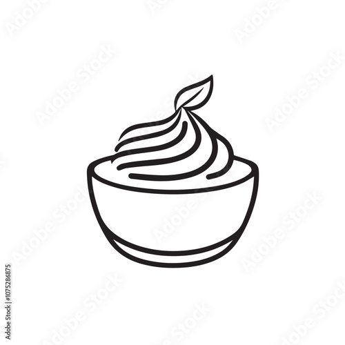 Pudding In cartoon, hand-drawn flat style. image for social media, websites and UI. Isolated 2D vector design in logo, icon, sketch style, simple line vector, single color. AI Generative Art.