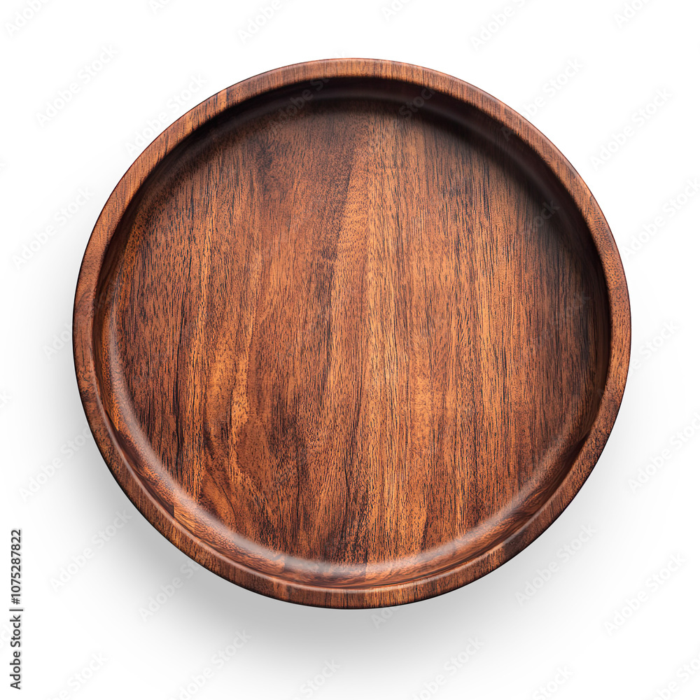 Round Wooden Serving Tray with Raised Edges on a Transparent Background Round Wooden Serving Tray with Raised Edges on a Transparent Background