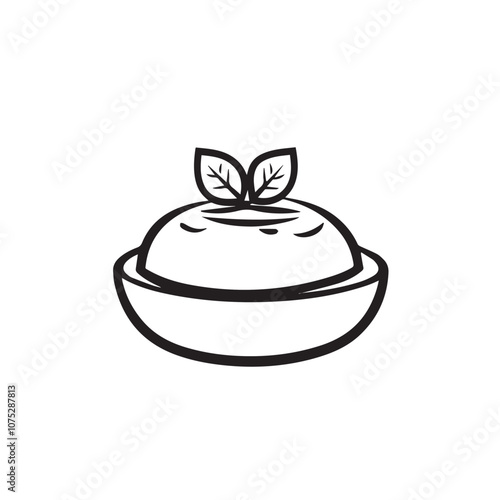 Pudding In cartoon, hand-drawn flat style. image for social media, websites and UI. Isolated 2D vector design in logo, icon, sketch style, simple line vector, single color. AI Generative Art.