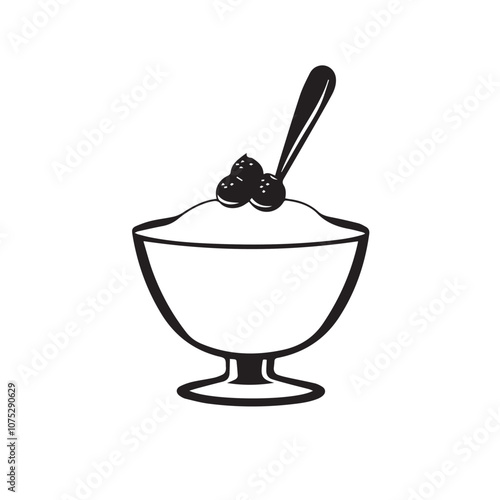 Pudding In cartoon, hand-drawn flat style. image for social media, websites and UI. Isolated 2D vector design in logo, icon, sketch style, simple line vector, single color. AI Generative Art.