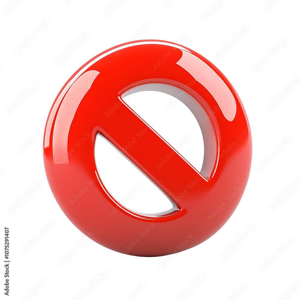 3D Red No Sign Icon Isolated on White Background 3D Red No Sign Icon Isolated on White Background