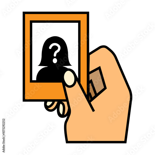 A hand holding a mysterious photo frame with an undefined silhouette inside