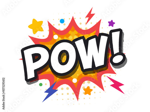 a spiky speech bubbles with text pow. isolated Vector Illustration