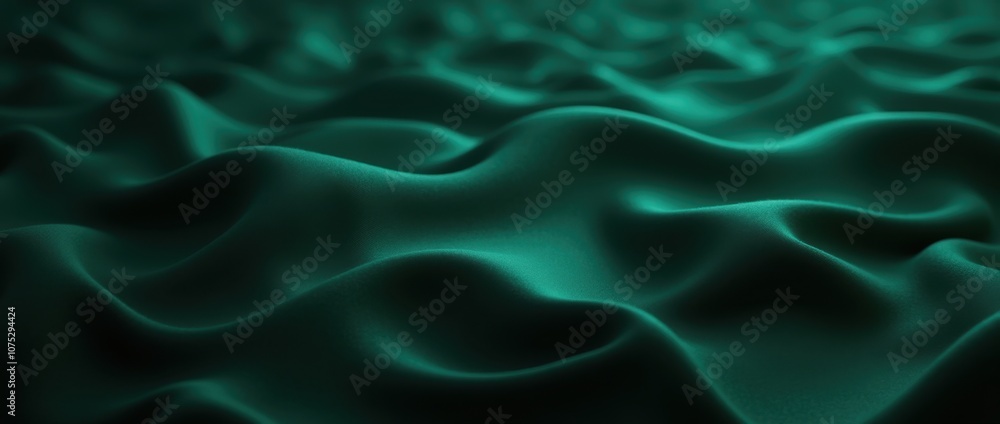 Fluid Deep Green Silk Waves on a Dark Background Fluid Deep Green Silk Waves on a Dark Background