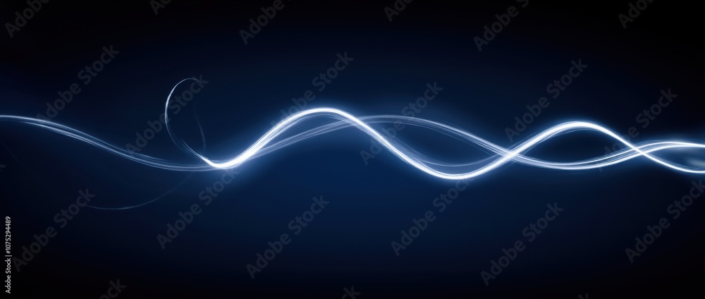 Swirling Silver Light Trails on a Dark Blue Background Swirling Silver Light Trails on a Dark Blue Background
