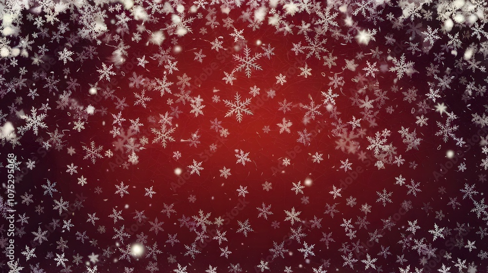 A winter-themed background with delicate white snowflakes on a deep red backdrop. A winter-themed background with delicate white snowflakes on a deep red backdrop.