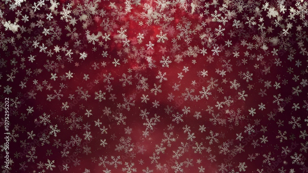 A winter-themed background with delicate white snowflakes on a deep red backdrop. A winter-themed background with delicate white snowflakes on a deep red backdrop.