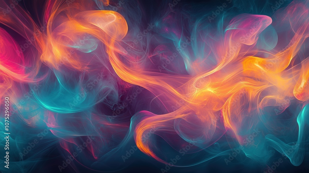 Abstract swirls of colorful smoke blending together Abstract swirls of colorful smoke blending together