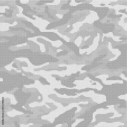 Abstract halftone seamless camouflage pattern. Repeating digital dotted hexagonal camo military texture background. Abstract modern fabric textile ornament. Vector illustration.