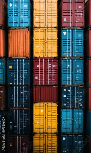 Wallpaper Mural Vibrant Stacks of Shipping Containers: An Industrial Marvel in Modern Logistics Torontodigital.ca