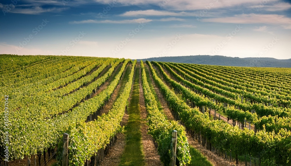 Naklejka premium a beautiful view of a vineyard in summer