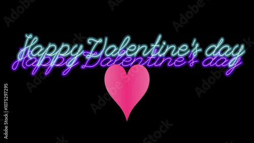 animated happy valentine text on a black background