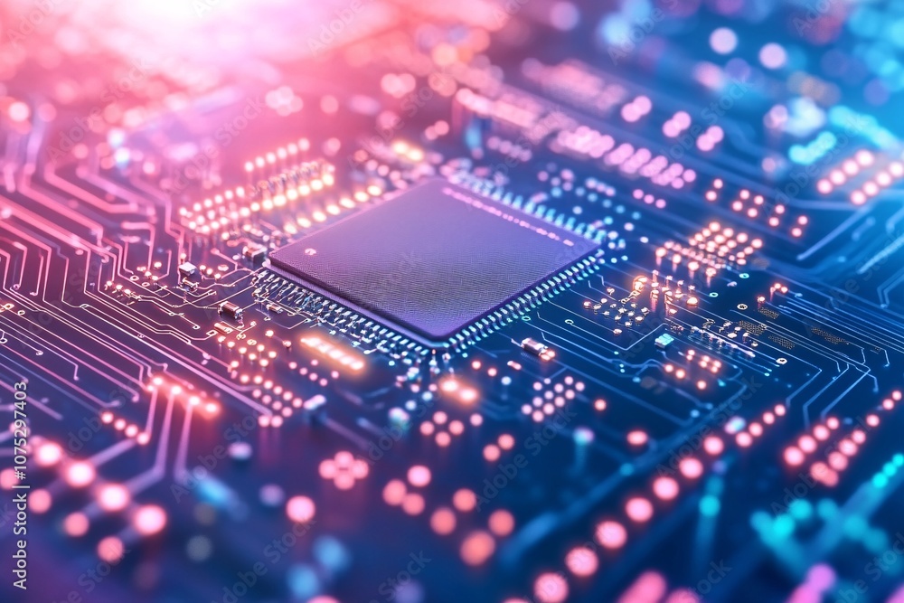 Close-up of a Microchip on a Circuit Board: A Glimpse into the Heart of Modern Technology Close-up of a Microchip on a Circuit Board: A Glimpse into the Heart of Modern Technology