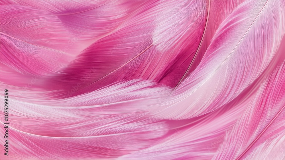 Close-up of delicate pink feathers creating a soft, serene background with flowing textures. Close-up of delicate pink feathers creating a soft, serene background with flowing textures.