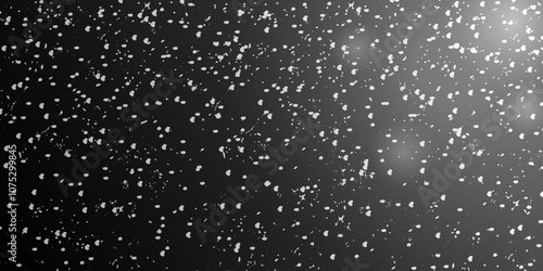 Snow blizzard on white background. Falling thick snow at night. Vector illustration of snowfall on dark background.