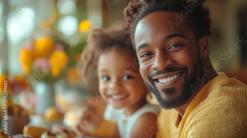 Happy Father's Day, Portrait of father and daughter, family, sitting to dinner