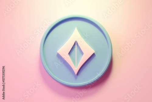 A white diamond shape inside a blue circle on a pink background. Free Download A white diamond shape inside a blue circle on a pink background. - GFXLoad