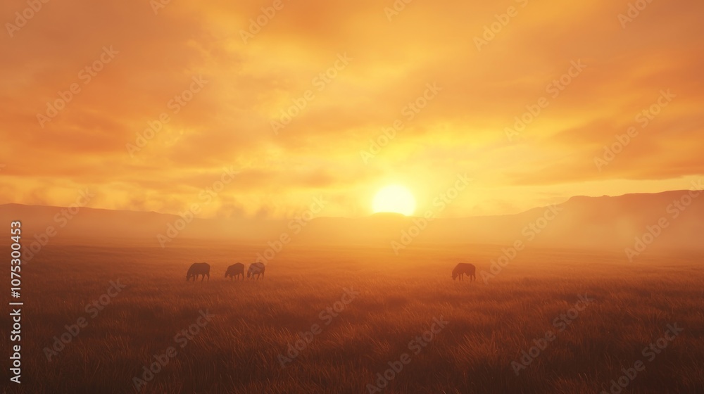 Sunset Serenity and Savanna Strife: Wildlife Protection Awareness 3D Render Sunset Serenity and Savanna Strife: Wildlife Protection Awareness 3D Render