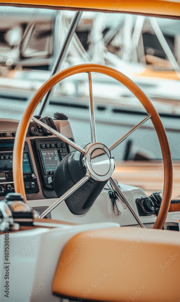 Obraz premium Explore the Elegance of Modern Yachting with a Luxury Boat Steering Interior