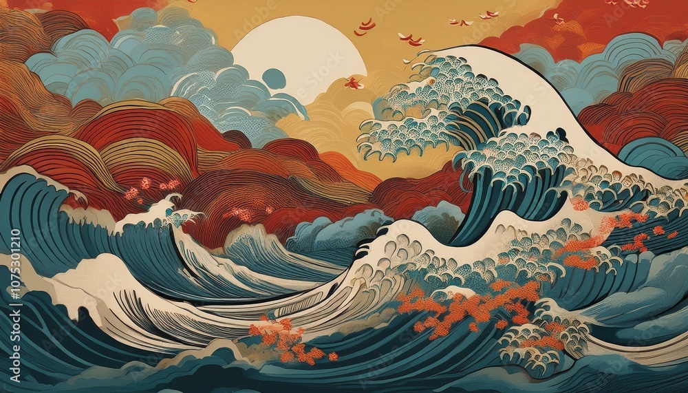 Oriental waves are repeated in a pattern Oriental waves are repeated in a pattern